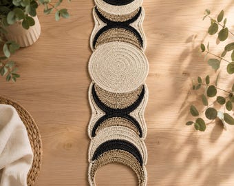 Moon Phase Häkel-Tischläufer Anleitung PDF, Celestial Boho Lunar Home Decor