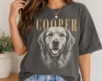 Custom Pet Photo & Name Shirt, Personalized Vintage Comfort Colors 1717 Pet Portrait Tee