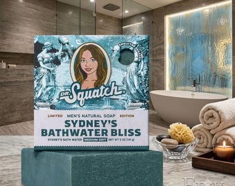 Sapone naturale da uomo in edizione limitata Bathwater Bliss del Dr. Squatch Sydney.