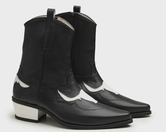 Handmade Men's Black Western Cowboy Boots