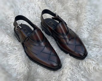 Handmade Leather Peshawari Sandals,Traditional Handcrafted Men's Summer Footwear