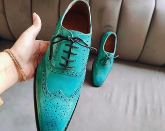 Handmade Wingtip Oxford Shoes for Women – Elegant Leather Brogue Dress Shoes