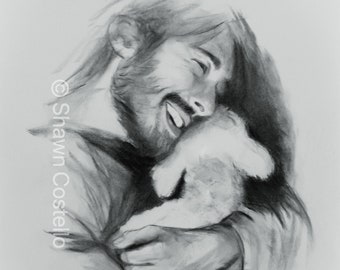 Smiling Jesus Charcoal