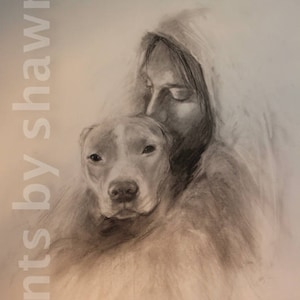 Art Print of Pit Bull, Pit Bull in the Arms of Jesus