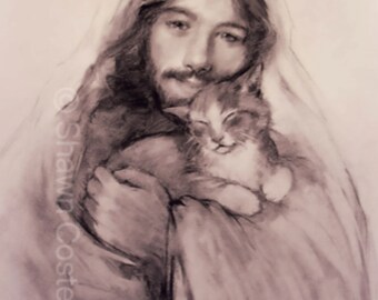 Jesus with Purring Kitten special