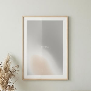 Aura Poster KEEP CALM | Digitaler Download, Ästhetischer Gradient Print Grau Beige, Minimalistisches Wandbild Schlafzimmer, Printable Art