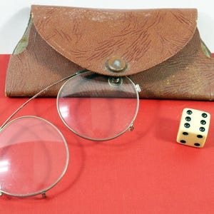 Vintage Shuron Silvertone Wire Framed Clip On Eyeglasses with Case