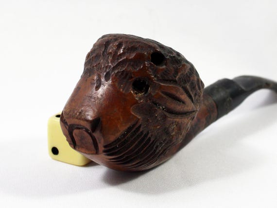 Vintage Carved Briar Buffalo Head Tobacco Pipek Missing Horns, Italy Estate  Pipe