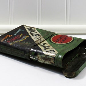 Antique Green and Gold Lucky Strike Half & Half Cut Plug Collapsing Tobacco Tin, It's the Tobacco That Counts image 8