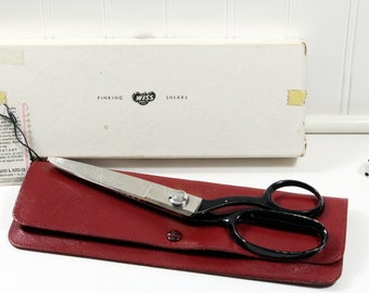 Vintage Wiss Pinking Shears in Original Leather Case and Box