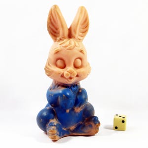 Vintage IMPERFECT 1966 Soft Rubber Bunny Rabbit Toy