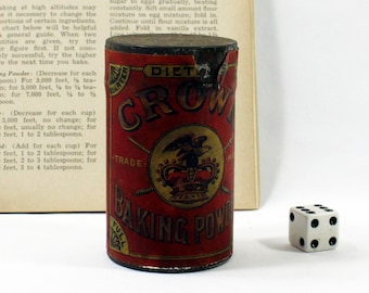 1900s Dieter's Crown Baking Powder Quarter Pound Tin, Unopened with Contents