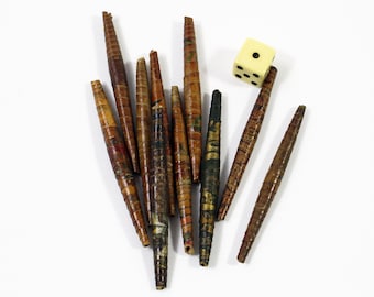 10 Antique Handmade Rolled & Varnished Wallpaper Beads