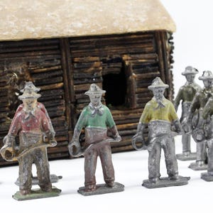 Choose One Vintage Lead Toy Farmer Figurine, Metal Farmer Toy with Rope Lasso