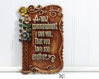 John 13:34 Love One Another Faux Wood Composite Wall Plaque, Multi Products Inc.