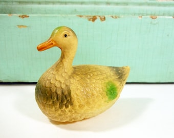 Small Vintage Celluloid Green and Gray Duck