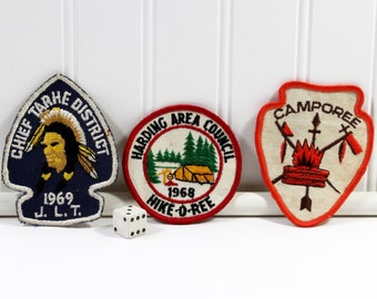 Three 1960s Vintage Ohio Boy Scout Patches, Arrowhead Camporee Patches, Glue Residue on Backs