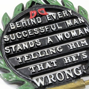 Vintage Novelty Kitchen Trivet with Rolling Pin, Behind Every Successful Man