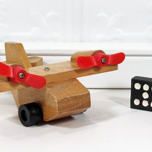 Small Vintage Mattel 1973 Wooden Toy Plane, Made in Korea