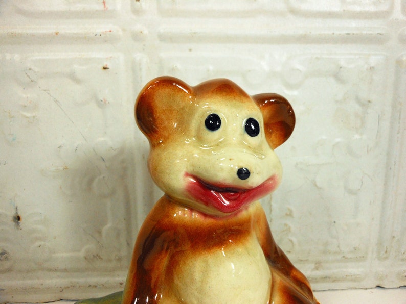 Happy Bear on a Log Planter
