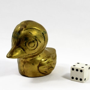 Small Heavy Vintage Brass Duck, Mid Century Duck Figurine, Metal Duck Paperweight