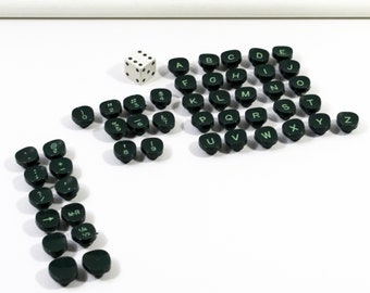 47 Dark Green Vintage Typewriter Keys, Full Letter Set of Plastic Keys from Vintage Typewriter