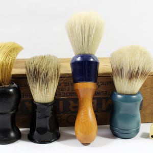 Four Vintage Shaving Brushes with Natural Bristles