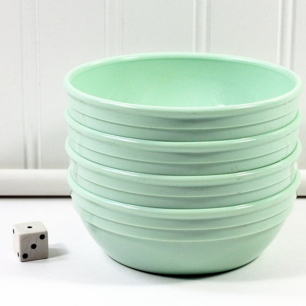 Four Mint Green Cambro Melamine Small Bowls, Vintage Cafeteria Small Salad Bowl