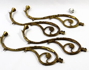 Four Vintage Brass Chandelier Arms, 9.5"