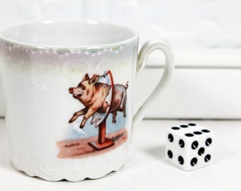 Vintage Childs Cup with Circus Pig Jumping Through Hoop, Made in Bavaria
