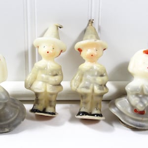 Four Vintage Figural Pilgrim Candles; Tavern Novelty Thanksgiving Candles
