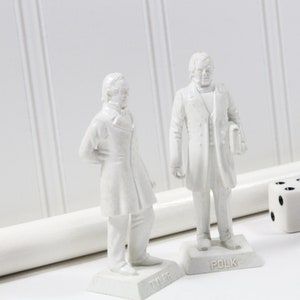 Two Unpainted Marx Toy President Figurines; White Plastic John Tyler and James K. Polk