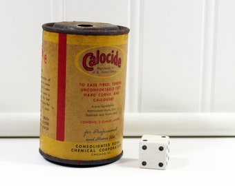 Small Vintage Calocide Foot Powder Tin, 3 Ounce Cal-O-Cide Tin
