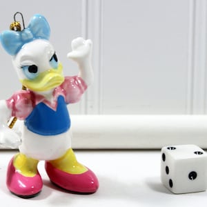 Vintage 70s Daisy Duck Walt Disney Productions Christmas Ornament, Ceramic Ornament Made in Japan