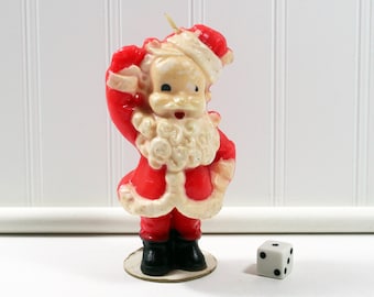 Small Vintage Gurley Waving Santa Claus Novelty Christmas Candle, Unburned