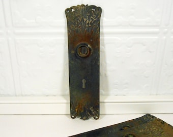 Antique Decorative Bronze Gothic Door Backplate from Ohio Church