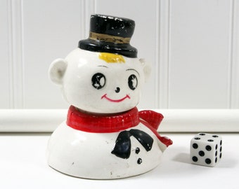 Vintage Stacking Snowman Salt and Pepper Set, Made in Japan