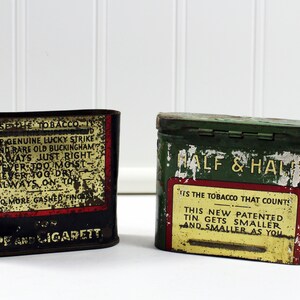 Antique Green and Gold Lucky Strike Half & Half Cut Plug Collapsing Tobacco Tin, It's the Tobacco That Counts image 4