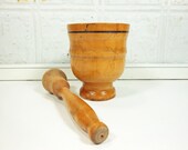Vintage Wooden Mortar Pestle