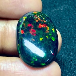 Cabujón de ópalo welo etíope negro ahumado natural 10,20 quilates / ópalo de fuego AAA / piedra preciosa flash multicolor 20x16x5 mm