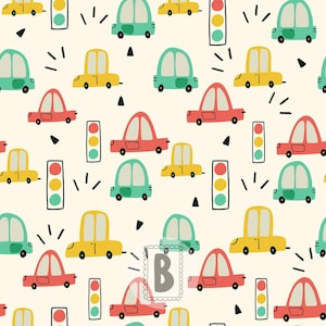 Cars Seamless Pattern, Colorful Tiny Cars Digital Paper, Kids Transportation Print, Vehicle Pattern, Nursery Background, Boys Room Decor