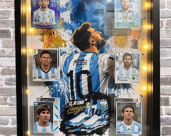Lionel Messi Argentina Soccer Shadow Box | World Cup Legacy Wall Art (LED Lights)