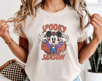 Vampire Mouse Halloween Shirt, Spooky Season Graphic Tee, Cute Retro Bat Tshirt