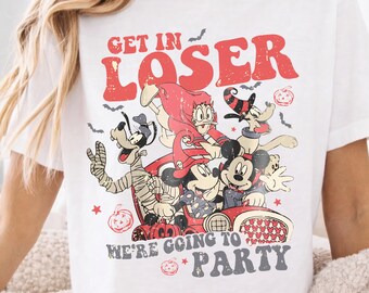 Get In Loser Halloween Shirt, Retro Spooky Party Boxy Tee, Funny Halloween Graphic T-Shirt