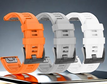 Quick Fit Silicone Strap Compatible with Garmin Fenix 7 7X 6X 5 Plus Epix Gen 2 Enduro, 22mm 26mm Sport Watch Band
