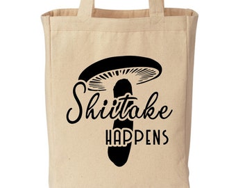 Funny Shiitake Happens Black Adjustable Embroidered Apron 