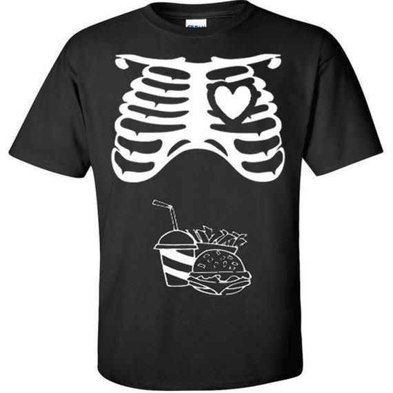 Mens White Skeleton Rib Cage Funny Halloween Costume T shirt