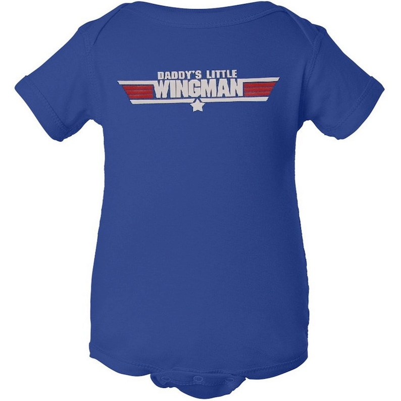 Royal Blue Daddy/'s Little Wingman Boy Funny Bodysuit T-Shirt Baby Shower Fathers Day Gift Idea