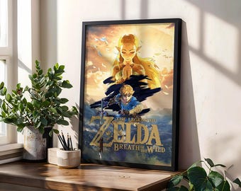 ゼルダの伝説ポスター｜ハイラルアドベンチャーウォールアート｜ファンタジーゲームプリント｜ゲーマールーム装飾｜ゼルダファンへのギフト｜任天堂風ポスター