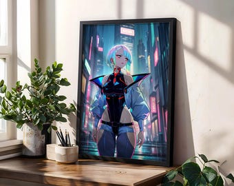 ルーシー サイバーパンク ポスター | エッジランナーズ アニメ ウォールアート | ネオン ナイト シティ キャラクター プリント | SF ゲーマー ルームの装飾 | ルーシー ファンへのギフト
